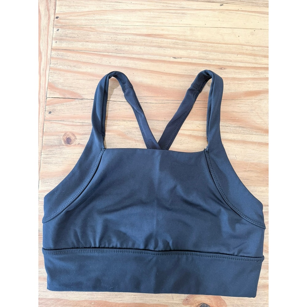 A- 8- FP Movement Free People Black Crisscrs Back Square Neck Sports Bra Size S